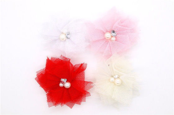 85*85mm Chiffon-Blumen Schuhklemmen Baumwolle / Polyester / Chiffon-Material fournisseur